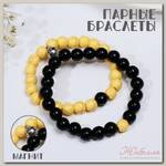 Браслеты 'Неразлучники' на магните, упорство, цвет чёрно-жёлтый с серебром, 7см