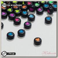 Бусина из акрила 'Сердце', 7*4мм, набор 10г, цвет МИКС