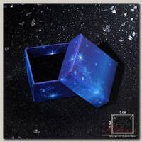 Коробочка подарочная под серьги/кольцо 'Сияние ночи', 5*5 (размер полезной части 4,5х4,5см), цвет синий