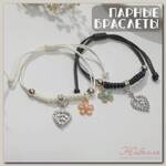 Браслеты 'Неразлучники' цветы с листьями, цветные, 7см