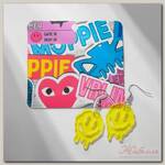 Серьги акрил SMILE тающий, цвет жёлто-белый в серебре