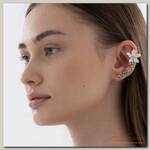 Серьга 'Кафф' цветок изящный, цвет белый в золоте