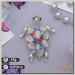 Брошь 'Черепаха' морская, цветная в серебре