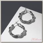 Серьги-кольца 'Две линии' объятие, цвет серебро, d=2,5см