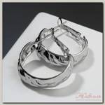 Серьги-кольца 'Геометрия' мятые полосы, цвет серебро, d=2,5