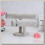 Подставка для часов, браслетов, двухуровневая, сердце, 25,5*11*17,5 см, d=5 см, цвет серый