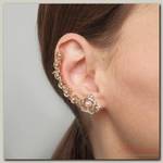 Серьга 'Кафф' корона с бусиной, цвет МИКС