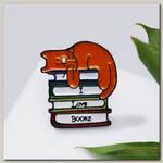 Значок 'Кот' на книгах, цветной в чёрном металле