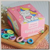 Набор резинок для волос 'Махрушка', единорог 100 шт.