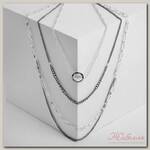 Бусы 'Цепь' круглая жемчужина в огранке, цвет белый в сером металле, 60см