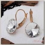Серьги со стразами 'Яркая классика', цвет белый в золоте, d=1,4 см
