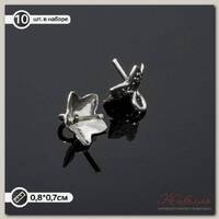 Держатель для кулона клеевой с петлёй 'Цветок', (набор 10шт), 8*7мм, цвет серебро