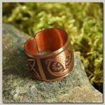 Кольцо-амулет 'Сова', пластинчатый, медь