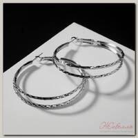 Серьги-кольца 'Карма' косичка, цвет серебро, d=5