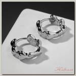 Серьги-кольца 'Шарики' на линии, цвет серебро, d=1,5